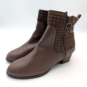 Ros Hommerson Reese Casual Heel Booties Side Zip Women's Brown Size US13WW